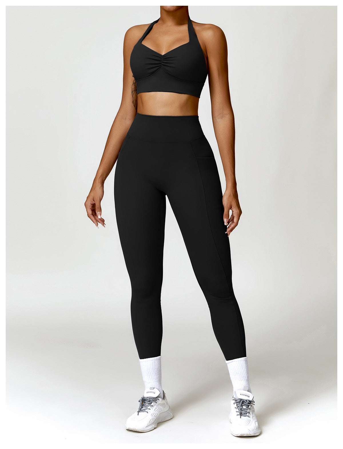 Black Collection Ruched Halter Top